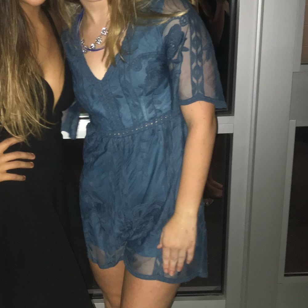 francescas teal lace romper